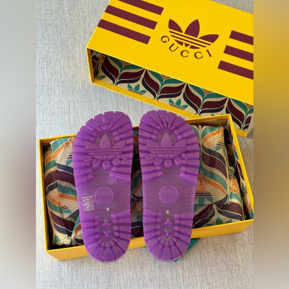 NEW Gucci X ADIDAS WOMEN'S RUBBER SLIDE SANDAL IN purple. Size 39 - Picture 5 of 7